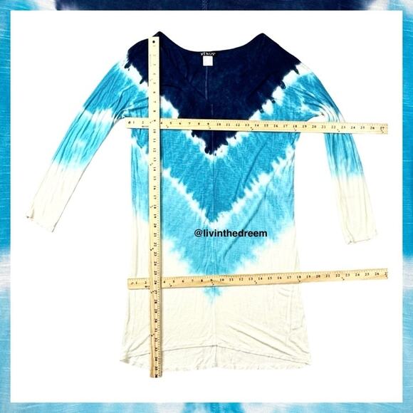 C06 Venus Long Sleeve Lightweight V Neck Tie Dye Cover Up Dress SZ M $49 - Picture 11 of 13